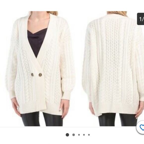 Naadam Women Oversized Wool & Cashmere Blend Cable Knit Cardigan Size M - Picture 6 of 11